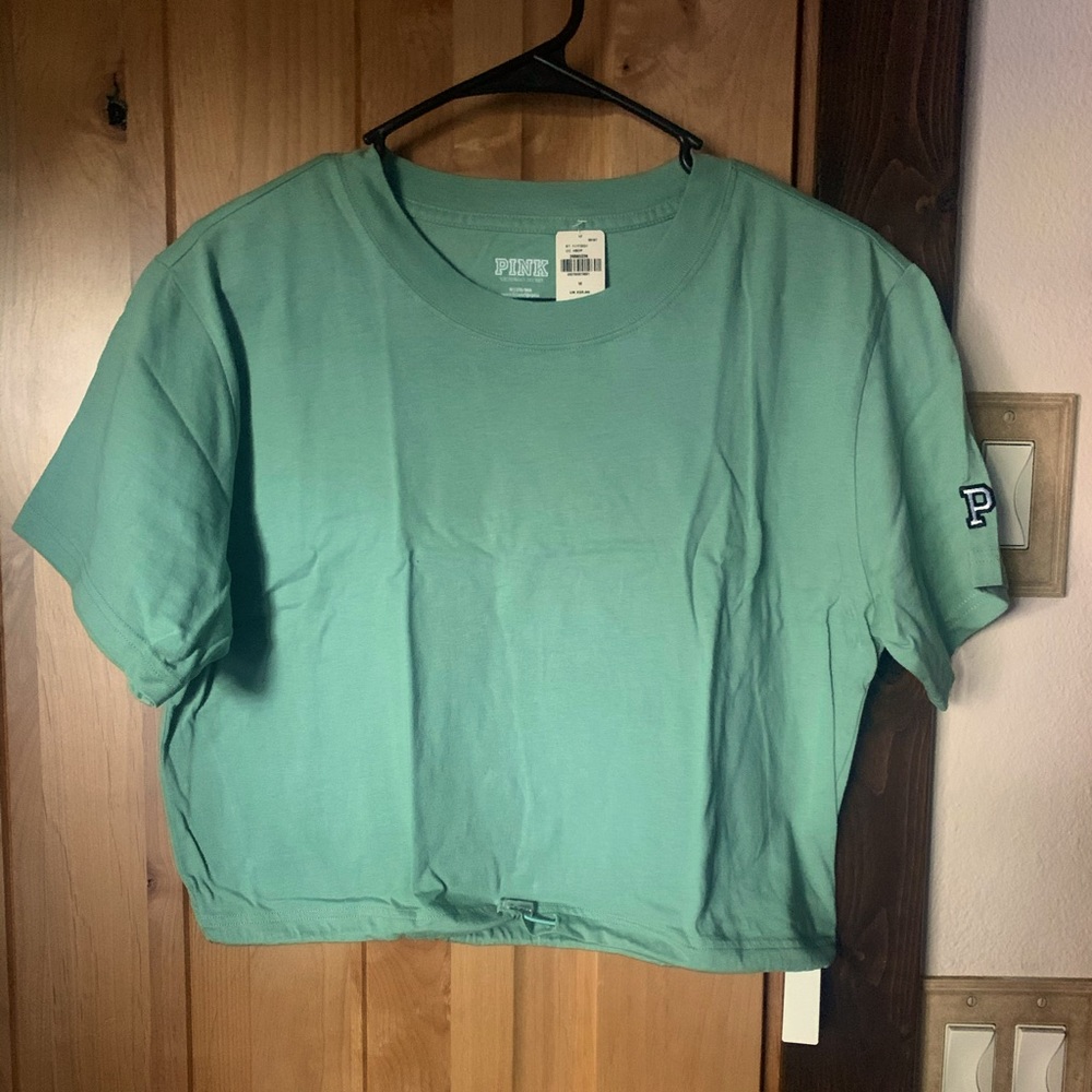 PINK (L) Sage green drawstring crop top